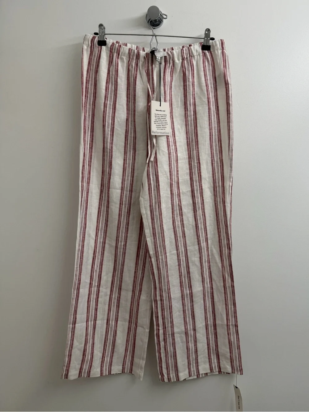 Reformation Petites Olina Linen Pant Red - Size MP